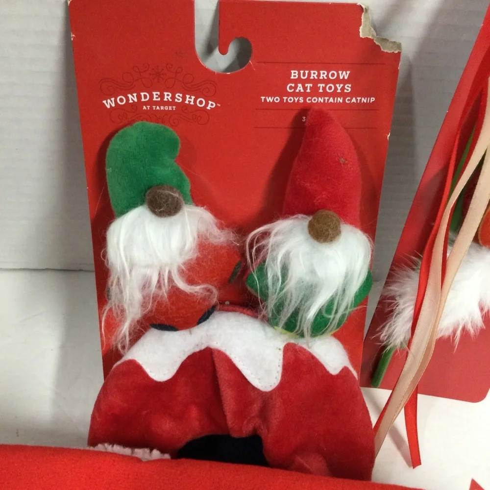 Wondershop Red Santa Hat Crinkle Toy and Cat 3 Toys Set